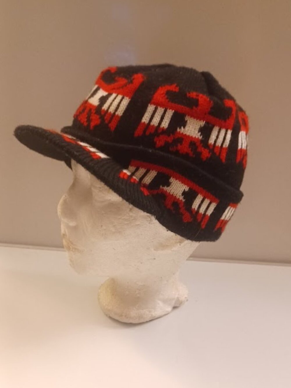 Knitted Winter visor Cap Beanie Eagle Design